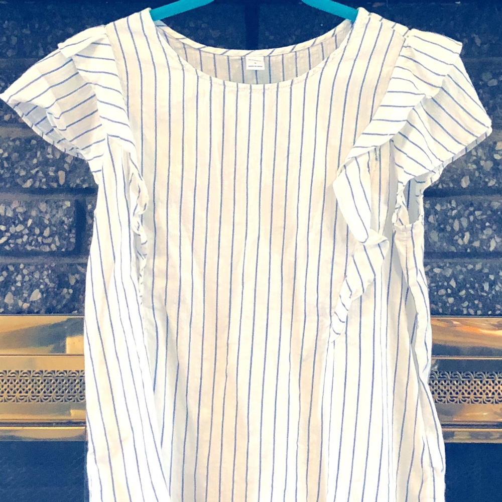 Old Navy Linen ruffle striped s/s top (sz Sm)